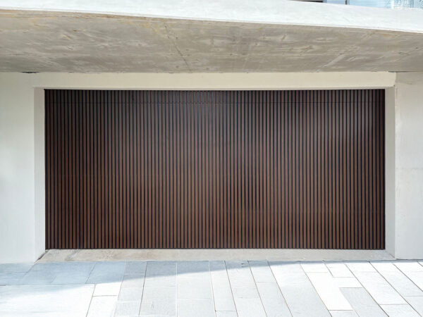 Knotwood flush behind sectional with black backing 9348